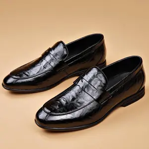 Men's formal business leather shoes, a must-wear for the lazy, small round toe design, genuine leather formal casual men's shoes for driving