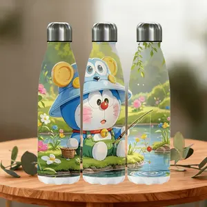1pc 18oz thermos cup, Cartoon Doraemon stainless steel thermos cup, water bottle, portable straw cup, outdoor cup, accompanying cup, coffee cup, cup set-Christmas Valentine's Day gift (straw in the cup) , suitable for gift giving