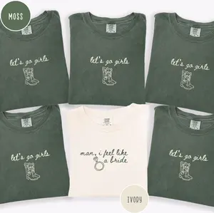 Comfort Colors Western Nashville Bachelorette Shirts, Man I Feel Like A Bride Shirt, Let's Go Girls Bachelorette Party Shirts, Bridesmaid Matching Shirts