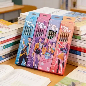 4pcs Cute Cartoon Pencil Set for Girls, Triangle Shaped Stationery Kit, Ideal for Students, School Supplies, Fun and Practical Design