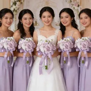 Bridal Bouquet Series: Rose Artificial Decorative Flowers for Outdoor Wedding Photography