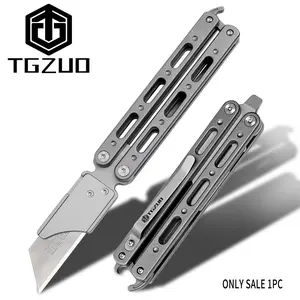 Multifunctional Folding Knife Set with Quick-Change Blade System, Includes Clip & Titanium Alloy Handle, Extra Sk5 Blades Included, Folding Multitool