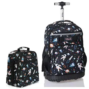 Tilami Rolling Backpack 19 inch with Lunch Bag Wheeled Laptop Backpack, Astronaut