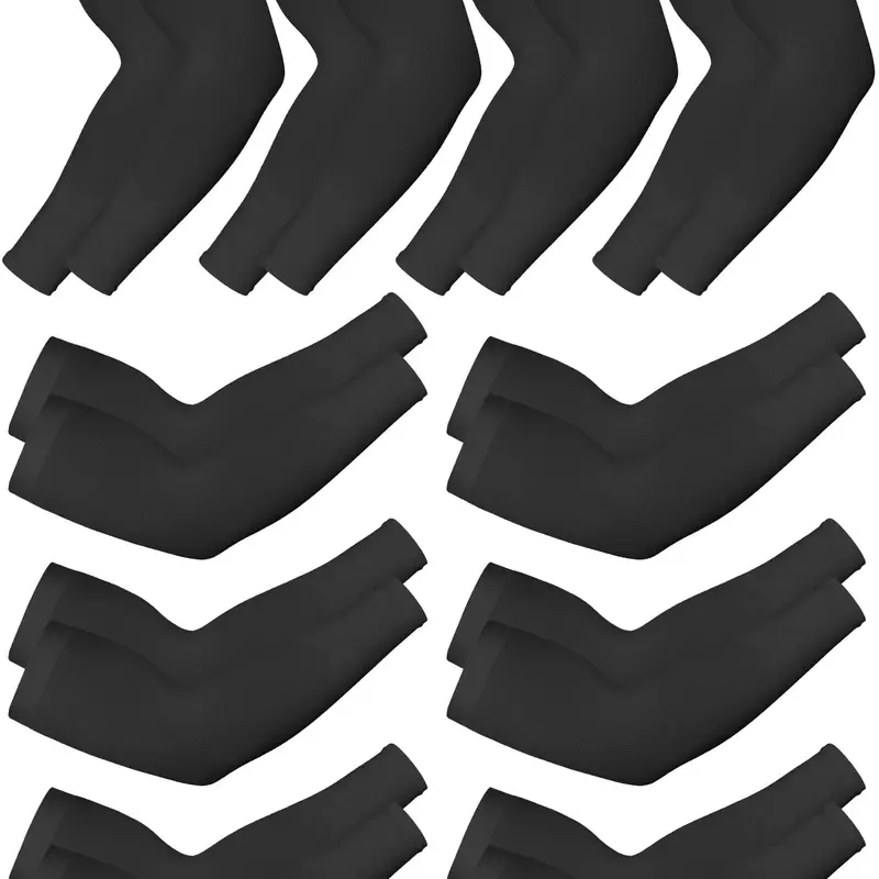 10 Pairs UV Sun Protection Arm Sleeve for Men Women Work Cooling Compression Tattoo Cover Up Sleeves for Cycling Fishing Black