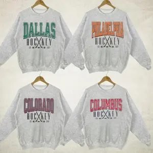 Vintage 32 Teams Hockey Ash Grey Color Sweatshirt, Game Day Shirt, USA PRO HOCKEY Shirt 7JD