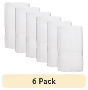 (6 pack) Mainstays Basic Hand Towel, Soft 100% Cotton and highly absorbent Hand Towel, White