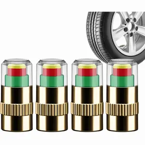 4Pcs Universal Car Auto Tire Pressure Monitor Valve, Tire Pressure Monitor Valve Caps with Tri-Color Pressure Warning Indicator, 36PSI Visual Tire Air Sensor Valve Stem Covers for All Vehicles