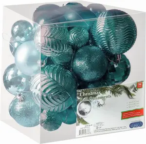 36-Pieces Christmas Ornaments Set - Shatterproof, Festive Olive Green Christmas Tree Balls Decorations in 3 Sizes and 6 Styles with  Loops for Tree, Wreath, Dazzling Holiday Party Decor