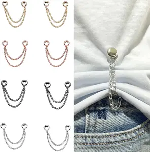 16PCS Magnetic Clothing Clips - Multi-Function Magnetic Buttons with Chain, Strong Magnet Pin for T-Shirt Shortening, Fixing Scarves, Hijab, Collar, Pants Hems & More, Brooch Pin & Sewing Clips in One