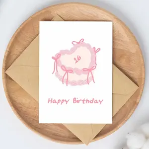Sweet 16th Birthday Card | coquette birthday pink bow cake | teenage girl gift | sweet sixteen birthday party | cute card for granddaughter