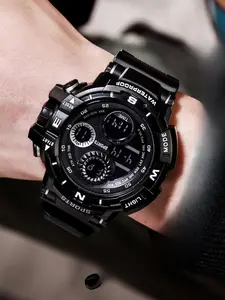 Korean Style Fashion Trendy Men's Watch, Large Dial Cool Wristwatch, Outdoor Sports LCD Electronic Watch, Student Friendly Design, Fashionable Digital Quartz Watch, Casual Trendy Wristwatch, Quartz Wrist Watches