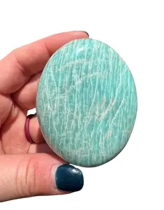 Amazonite Palm Stone - Polished Amazonite Crystal Oval - Amazonite Worry Stone