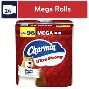 Charmin Toilet Paper Ultra Strong Wipes - 24 Mega Rolls 24 Months, Flushable, Unscented, Suitable for All Ages - Set