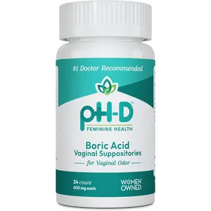 pH-D Feminine Health - 600 mg Boric Acid Suppositories - Woman Owned - for Vagi Odor Use - 24 Count