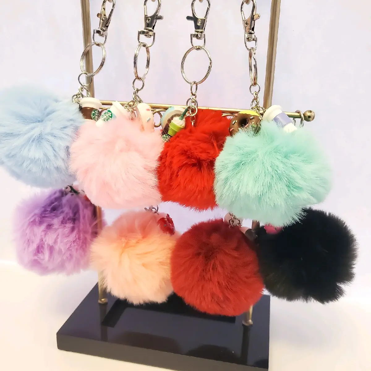 Coffee and Donuts Pom Pom sweet keychain