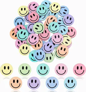 45-Piece Colorful Smile Tokens for Reward Jar | Wooden Happy Face Cutouts in 9 Candy Colors with Linen Bag | Perfect for Teachers, Students, Home, and Classroom