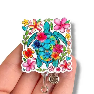 Glitter My Badge Sea turtle badge reel for nurse and hospital workers. Colorful Badge clip Badge pull - Retractable swivel clip with a 360 rotation. Great gift for coworkers.