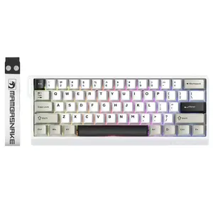 Gamer Gifts - MAMBASNAKE X Attack Shark X60 HE 60% Rapid Trigger Wireless Gaming keyboard Minimalist ,Hall Effect Magnetic Switches,Adjustable Actuation,0.1ms Ultra-Low Latency, 8KHz Polling Rate,3-Mode RGB（WHITE)