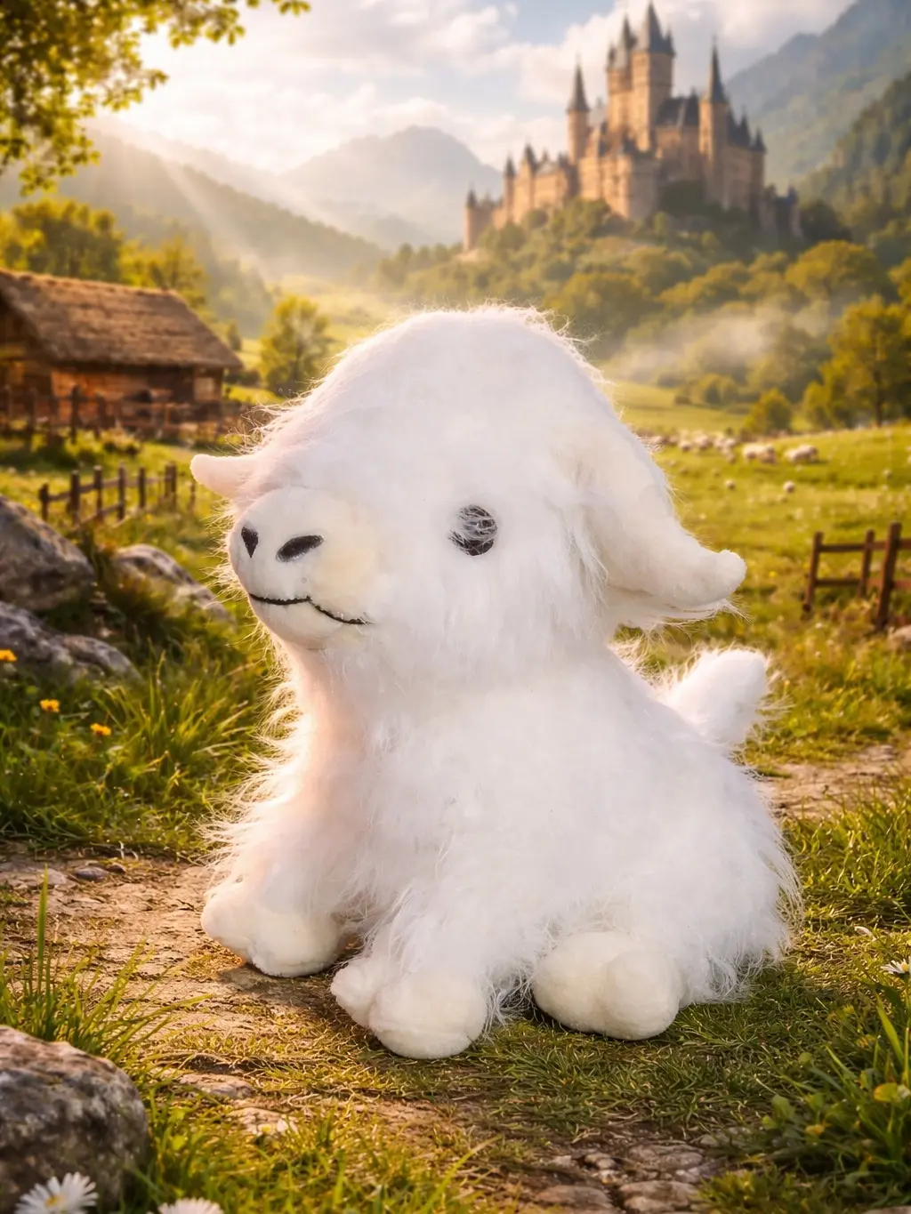 The Armored Kingdom White Fluffington Highland Cow Plush Bird Toy - 16oz Super Soft Fluffy Fluffy Fabric, Cute Cow Design, Cuddly Doll Gift, Soft Stuffed Animal Unisex Bird Pet Supply