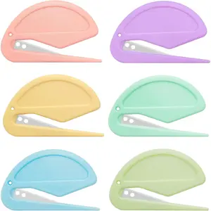 6 Pack Macarons Envelope Opener - Letter Opener Envelope Slitter with Safety Concealed Sharp Blade for Women,Men,Office Worker,Graduate Students.Mail Opener for Home,Office,Postal
