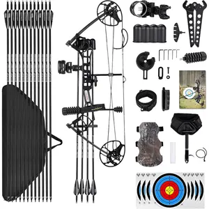 Lightweight Compound Bow Package Fully Adjustable for Youth & Kids，22.5"-30" Draw Length,10-50 Lbs Draw Weight,Hunting Bow Archery Set Right Handed，Limbs Made in USA rig kid Fishing Lure Kit with Tackle Box high limb Wall Mounted Music Boxing Machine