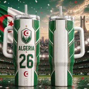 Personalized Algeria Soccer 40oz Tumbler, Custom Football Fan Travel Mug, International Championship Inspired Drink Cup, Sports Lover Gift