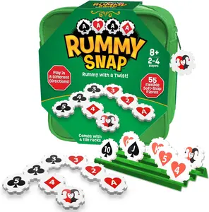 Rummy Strategy Game for Adults, Family, and Kids, Includes Full Size Snap Tiles, Racks, and Storage Travel Bag, Fun for Ages 8+, 2-4 Players