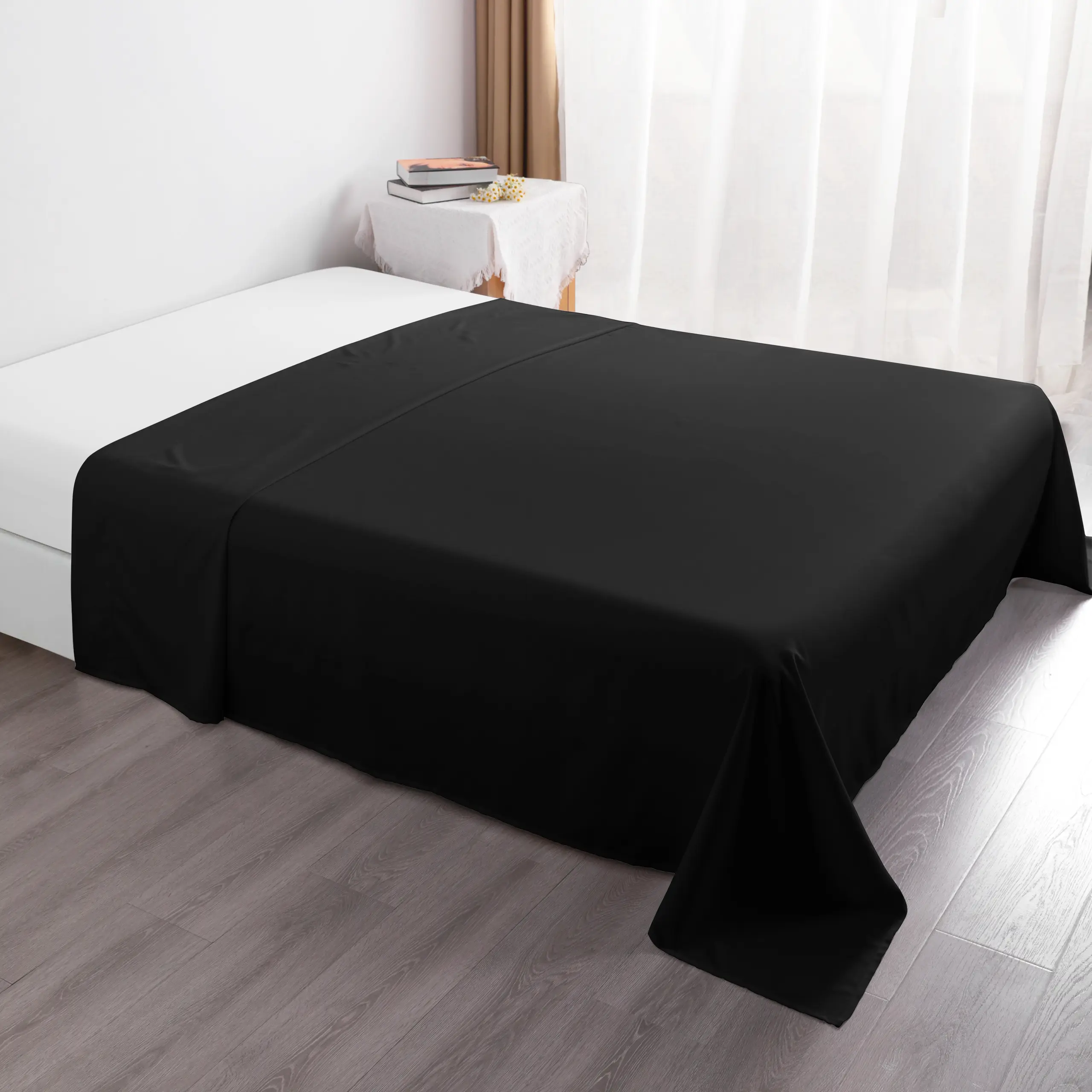 NTBAY Brushed Microfiber Flat Sheet for Cozy Sleeping, Breathable & Cooling Hotel Luxury Super Soft and Cozy for Bedroom, Frictionless Skin-friendly, Wrinkle, Fade Resistant, House Decoration, Christmas Gift