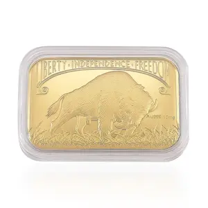 24K Golden Bison Tribute Embossed Sheet 31x45.5mm 10mg