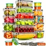 25 Packs Meal Prep Containers Food Storage (25 containers and 25 lids), Fridge Fruit Storage Container Leak-proof Tupperware Sets for Kitchen Organization with Labeling Utensils,Reusable Airtight Waterproof,Microwave Safe Reusable Vegetable Container
