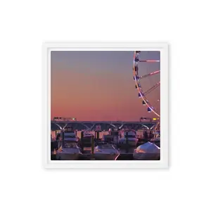 Crystalfoto. National Harbor. Washington DC. Ferris Wheel. Woodrow Wilson Memorial Bridge. Dusk. Framed Canvas. Decor Hanging Poster Artwork Photo Decoration Wall Ornaments Artistic Room Mount Print Tree