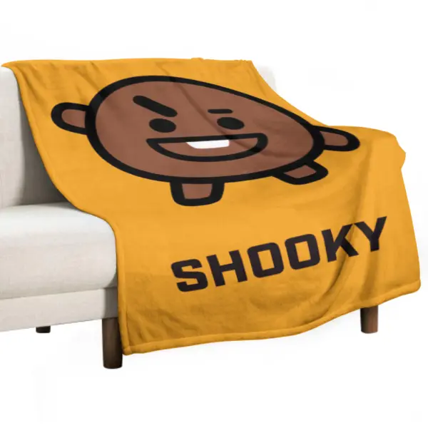 BT21 Shooky Full Print Anti-Pilling Flannel Air-Conditioning Throw Blanket - Kpop Theme Indoor/Outdoor Blanket, Ideal Gift for Kpop Fans