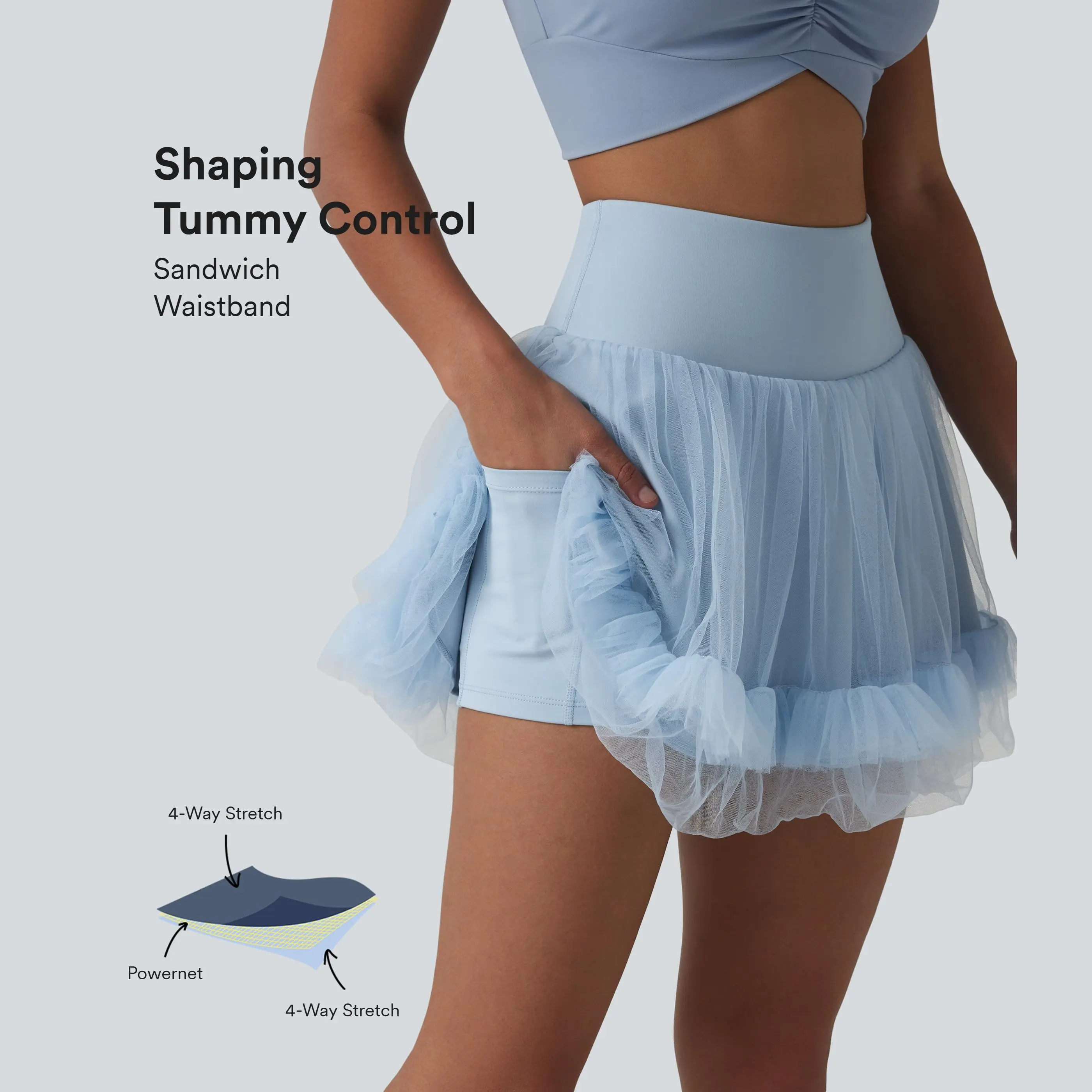 Halara High Waisted Tummy Control Contrast Mesh 2-in-1 Mini Workout Skirt with Pockets Halara High Waisted Tummy Control Contrast Mesh 2-in-1 Mini Workout Skirt with Pockets