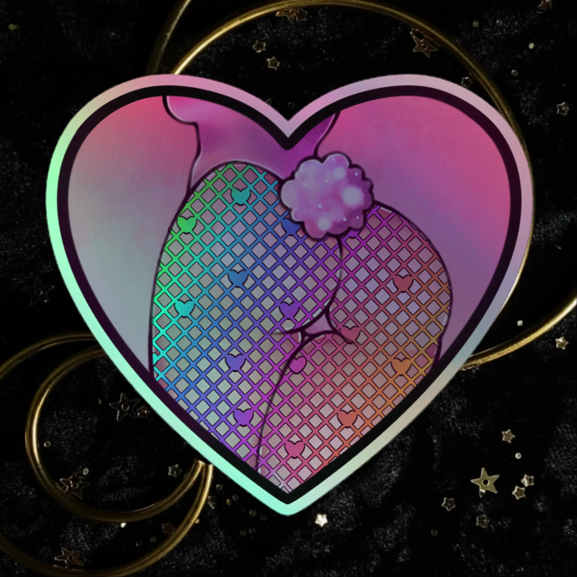 Bunny Pink BG Holographic stickers