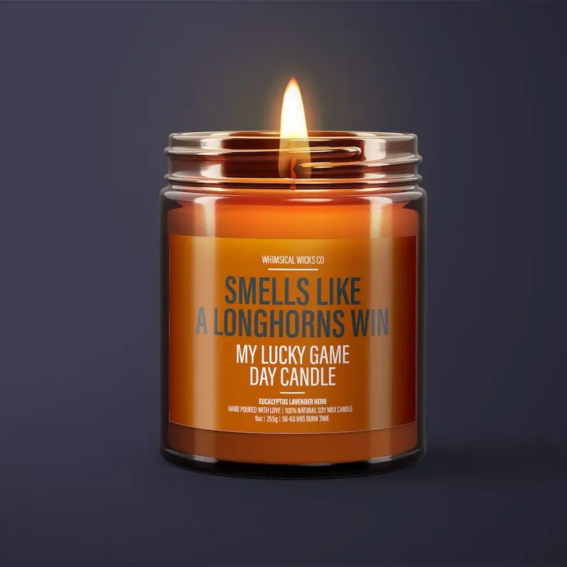 Smells Like A Longhorns Win Candle | Longhorns Texas Candle | College Football Candle | Game Day Decor | Unique Gift Idea