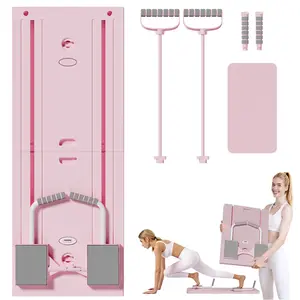 Pilates Board,Multi-functional Ab Exercise Board,FoldableHome Pilates Reformer with Knee Mat ,Timer andResistance Bands,Abs Workout Equipment forAbdominal & Core Strength Training trainer machine Portable Reformer with Timer structure sturdy Foldable