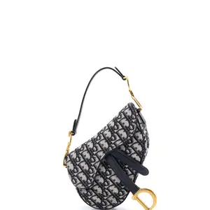Pre-owned Dior Canvas Plain Shoulder Bags Christian Saddle Handbag Oblique Canvas Mini by Rebag