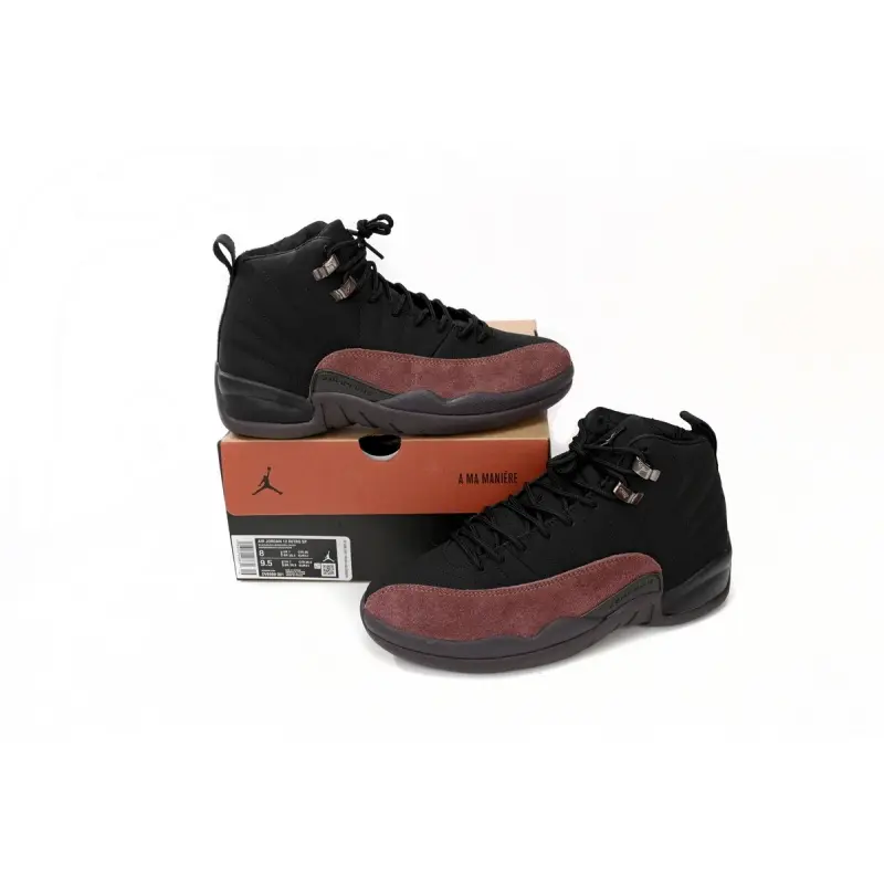 Matte black smooth leather & burgundy suede high-top retro basketball sneakers featuring scuff-proof full dark brown layered rubber outsoles with rich burgundy suede toe detailing, tear-resistant sweat-wicking soft mixed leather suede construction