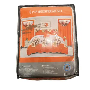 Ti amedy piyayyyy Organiser 8 PCS Bedspread Set for Queen & King Beds Includes Bedspread 90x90 Pillow Shams 2x20x26 Fitted Sheet 60x80 Flat Sheet 1000x96 Cushion 17x17 Valance Curtains 54x84 Complete Bedding Solution