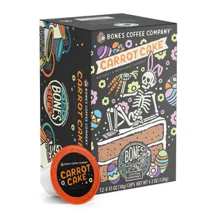 Bones Coffee Company | Carrot Cake Flavored Coffee Pods 12 Count Medium Roast Keurig Compatible