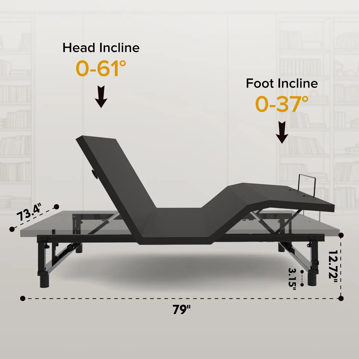 Twin Size Adjustable Bed Frame with Wireless Remote, 0-61° Head & 0-37° Foot Adjustment, Zero Gravity Anti-Snore TV Modes, Heavy Duty Metal Frame with Wood Slats, USB Ports & Night Lights, Quiet Motor