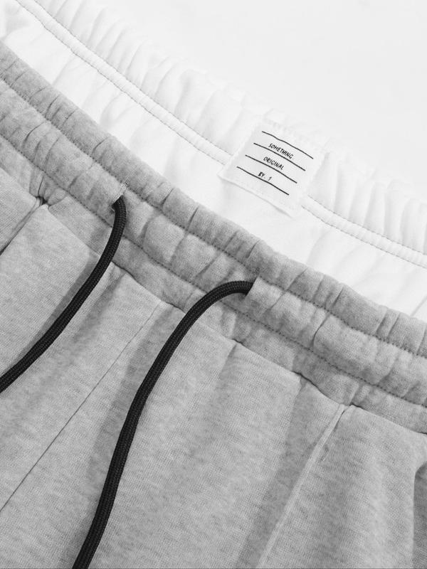 Men's 2 in 1 Drawstring Waist Wide Leg Pants, Wide Sweatpants, Regular Fit Casual Pocket Pants for Daily Wear, Men's Trousers for All Seasons