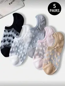 5 Pairs Ultra-Thin Breathable Non-Slip Silicone Dot Pattern Transparent Plain Invisible Socks, Comfortable and Durable, Perfect for Daily Wear, Silicone Foot Socks