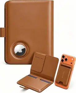 For Travel, Passport Holder with AirTag Slot, Detachable Card Case, RFID-Blocking, Stouchi outdoorfun