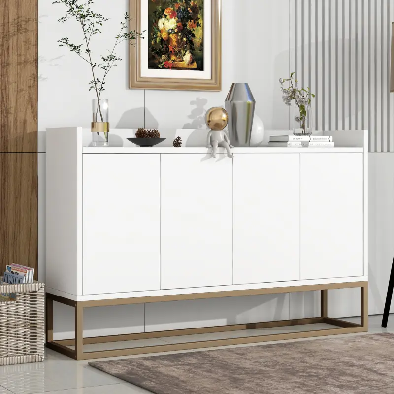 Cabinet Modern Sideboard Elegant Buffet Cabinet with Large Storage Space for Dining Room, Entryway (White)