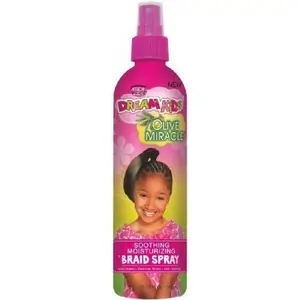 African Pride Dream Kids Olive Miracle Coconut Shea Herbal Tea Tree Braid Spray - 12 oz, Daily Soothing, Moisturizing Haircare for Moisture Retention
