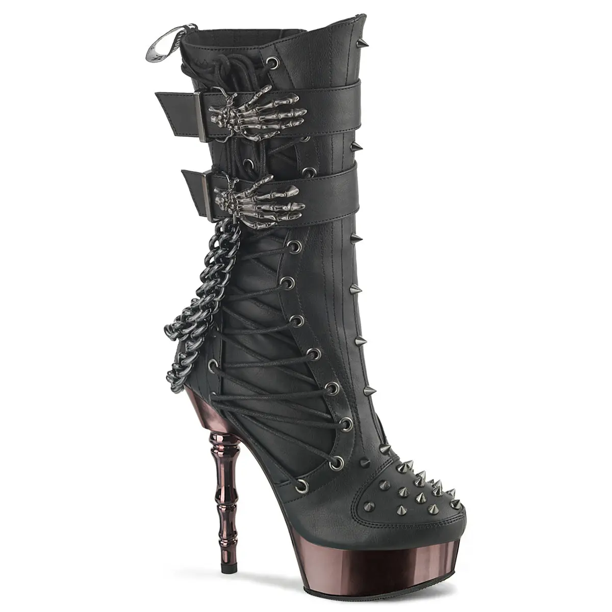 Demonia Women's Platform High Heel Boots, Muerto-159 Style, with Corset Laces and Double Chains Demonia Women's Platform High Heel Boots, Muerto-159 Style, with Corset Laces and Double Chains