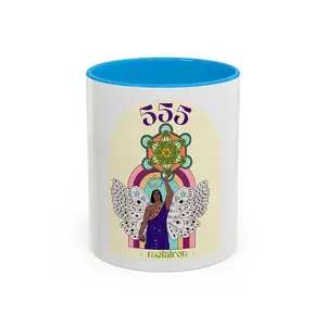 Archangel Metatron Colorful Mug, Angel Number Ceramic Mug, 11 oz., Sacred Geometry Mug