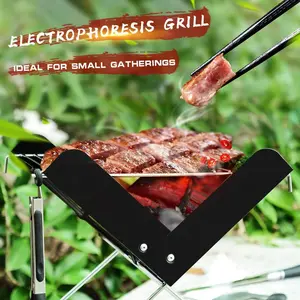 BBQ Grill Folding Stainless Steel Portable Small Barbecue Grill Tool BBQ Outdoor Camping Charcoal Furnace BBQ Grills Accessories  Metal