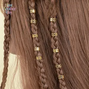 Vintage Gold Hair Cuffs Set Hollow Celtic Pattern Beads for Braids and Dreadlocks Easy to Style for Festivals Concerts and Everyday Edgy Looks Ideal for Adding Bohemian Flair